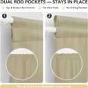 Deconovo Blackout Door Curtain for Glass Doors & Sidelights, Thermal Insulated Privacy Panel with Dual Rod Pockets & Adjustable Tieback, MachineWashable Curtain (25W x 40L, Beige, 1 Panel)