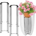 2 Pack Stainless Steel Plant Risers, Adjustable Height 14-18 inch Rust-Proof Pot Stand, Wide C-Shape Design with Non-Slip Base for for Indoor Outdoor Tall Taper Planter Container