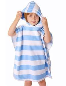 TBEZY Toddler Bath Towel Poncho Thick Cotton Striped Beach Towels for Kids Gifts (2-6)
