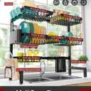 Sakugi Over The Sink Dish Drying Rack - Adjustable 3 Tier XX-Large Capacity Stainless Steel Drainer with Cutlery & Utensil Holders, Kitchen Storage & Organization, 31.5"-39.5"L x 12"W x 30.5"H, Black, Ultra - 6 Baskets