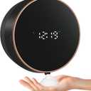 Automatic Soap Dispenser Foam Bathroom: Wall Mount Rechargeable Touchless Adjustable Auto Smart Electric Plastic Black Foaming Soap Dispenser with Clock - Kitchen - Hand Dish Lotion Couple Kids