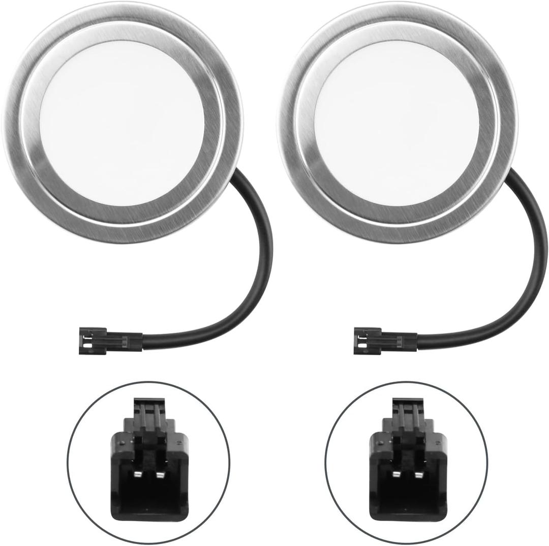 12V DC 1.5W Range Hood Lights with SM Socket Male Head Round 68mm 6500K Plastic, Hole Closet Stove LED Light Recessed, Bright White Kitchen Range Hood Light Bulbs Replacement, 2Pack