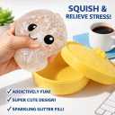 Dumpling Squishy Stress Ball,Jumbo Dumpling Stress Ball,with Steamer,Soft Squeeze Decompression Dough for Adults,Simulation Food Squishies Bun (White-1)
