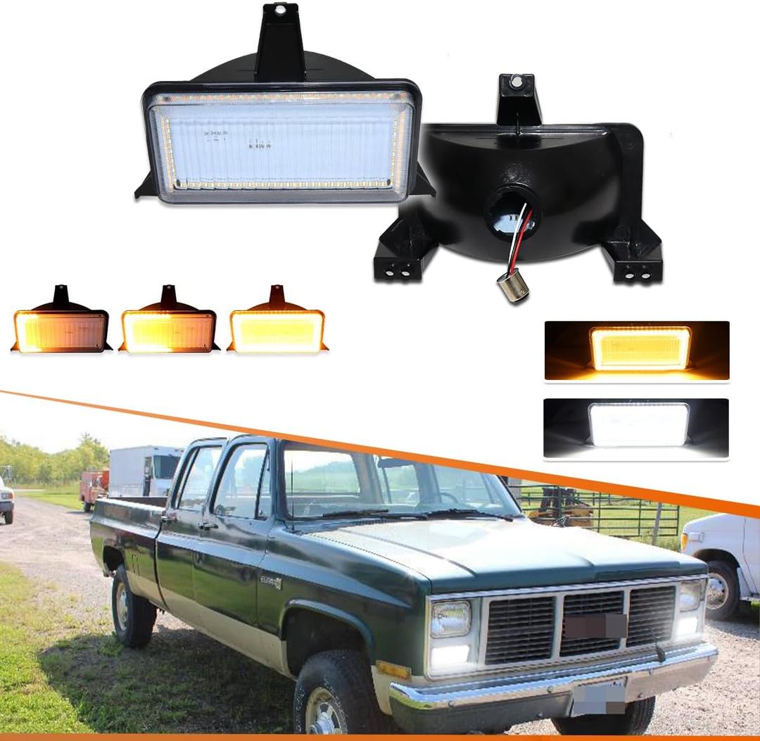 ADIIL Clear Lens Front Turn Signal Lights front Bumper Parking Lamps For 1983-87 Chevrolet GMC Pickup Truck