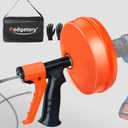 50FT Drain Snake Auger [1/4inch]- Manual or Drill Powered AUTO FEED- Flexible & Powerful 50 Feet Plumbing Snake for Kitchen, Shower & All Drains- Snake Drain Hair Remover Tool with Gloves, Storage Bag