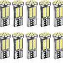 9 Pieces 194 LED Bulb Super Bright 6500K T10 168 2825 W5W 34-SMD 3014 Chipsets Replacement Bulbs for Car Trunk Interior Dome Map Door Dash Courtesy License Plate Lights - Xenon White