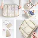 LANSKLBD 6 Set Packing Cubes for Travel, Luggage Organizers with Shoe & Toiletry Bags, Lightweight Suitcase Organizer for Carry-On, Washable Laundry Bags (Beige)