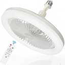 LITTARBY Remote Control Socket Fan, 3 Colors 3000K-6500K Dimmable Led Lamp Ceiling Fan Screwable for Bedroom, Kitchen, Storage Room, Cabinet, Small If Ceiling Fans