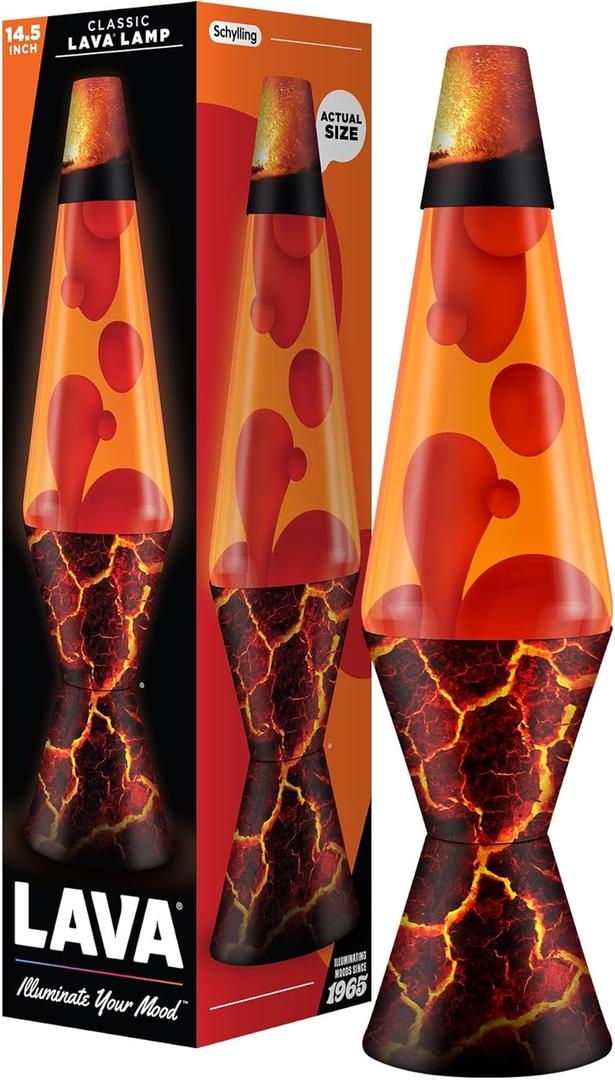 The Original Lava Lamp - 14.5" Volcanic Crags - Classic Liquid Motion Lamp - Red Wax and Orange Liquid - #2078 