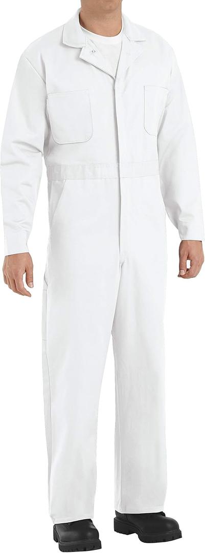 Red Kap mens Button Front Cotton Coverall (46 Tall, White)