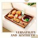 Teenyyou 24 x 16 Inches Large Ottoman Tray Wood Curved Serving Tray with Handles Rectangle Curved Classic Wooden Decorative Serving Platters for Tea Kitchen Food Beverage Fruit Snack