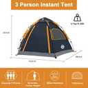 ADSMART Instant Tents for Camping 3 Person Tent Waterproof Easy Setup Sets Up Backpacking Tents with Carry Bag for Outdoor Hiking