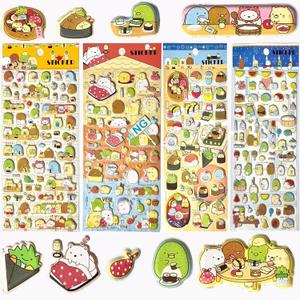 9 x 4 Sheets 260+ PCS Kids Cartoon Fun Stickers - Glow in The Dark Mini Stickers with Cute Animals, Cats, Bears, and Japanese Sushi Designs