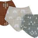 Mebie Baby Muslin Cotton Bib, 3 pack, Baby Bib Set for Burp, Spit Up, Drool, Bandana Bibs for Baby Boy or Baby Girl