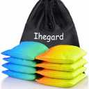 Cornhole Bags Set of 8, Weather Resistant Cornhole Bean Bags with Gradient Design, Durable Modified Size Corn Hole Bags for Outdoor Tossing Games, Includes Tote Bag (BlueGreen & OrangeYellow)