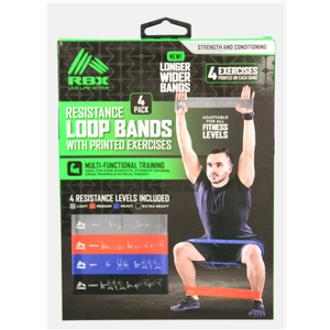RBX LIVE LIFE ACTIVE LOOPED LATEX RESISTANCE BANDS 4 Pack