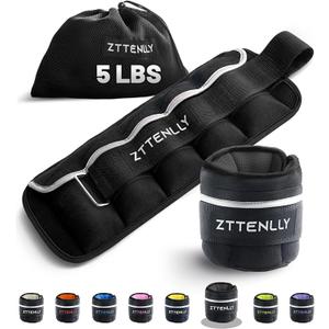 ZTTENLLY Pair Adjustable Ankle Weights, 2 4 6 8 10 lb Modularized Leg Weight Straps for Women Men, Weighted Ankle Weight Set with Removable Sandbags, 5 lb per Ankle Strap for Gym Yoga Jogging Walking, 5-lb pair (2.5 lbs each)