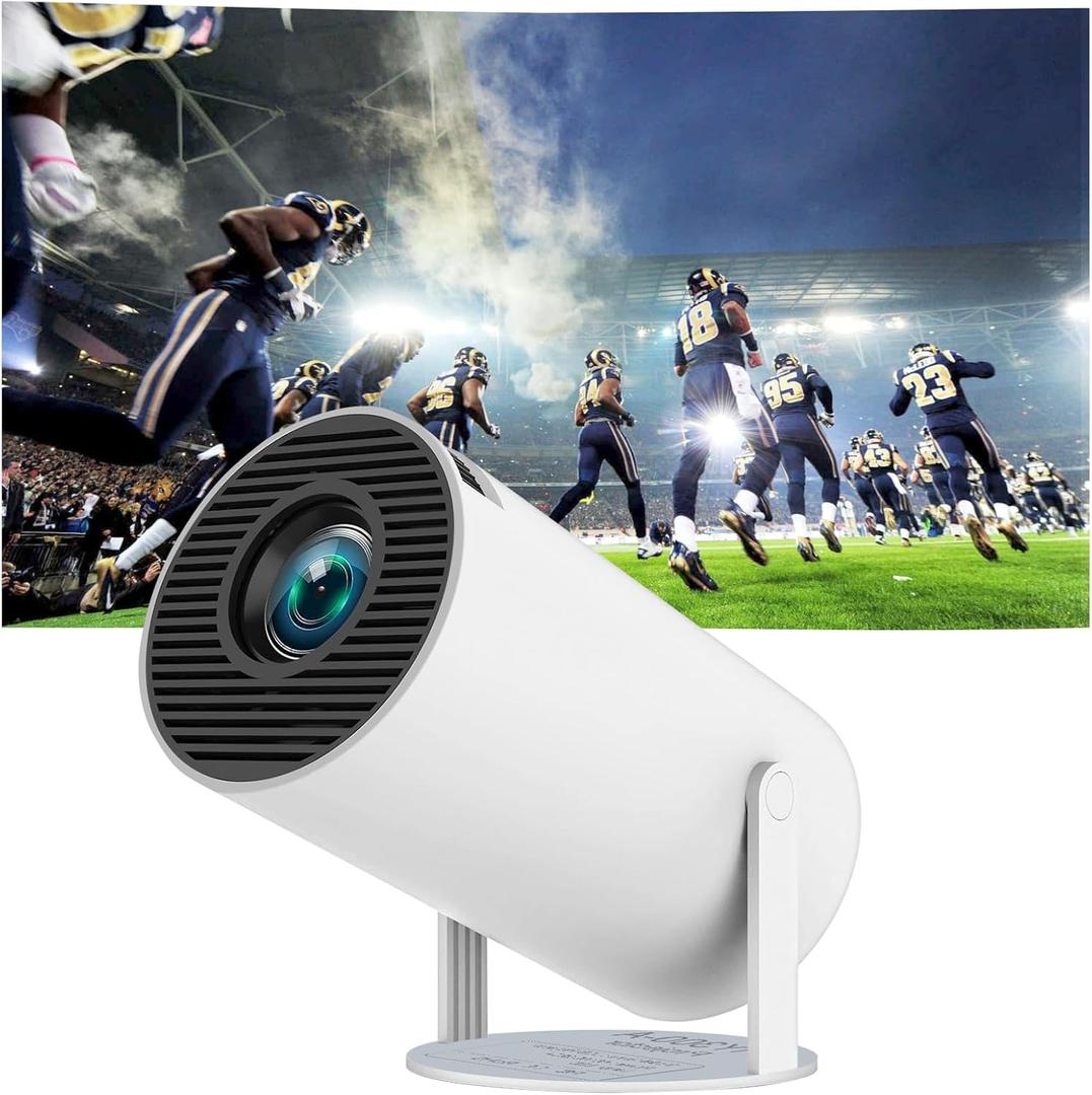 Mini Projector with WiFi and Bluetooth, Portable Projector 4K Support with Auto Keystone, 2025 Upgraded HY300Pro Projectors Compatible with iPhone/Android/Windows/TV Stick/Xbox/HDMI, 180 Rotatable (White 1)