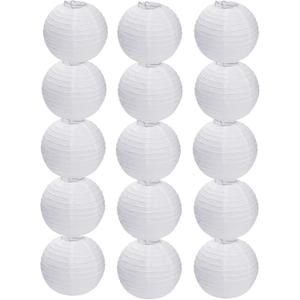 15pcs White Paper Lanterns Hanging Ball Lanterns for Birthday Wedding Bridal Baby Shower Art Class Home Outdoor Indoor Party Decoration (6 inch)