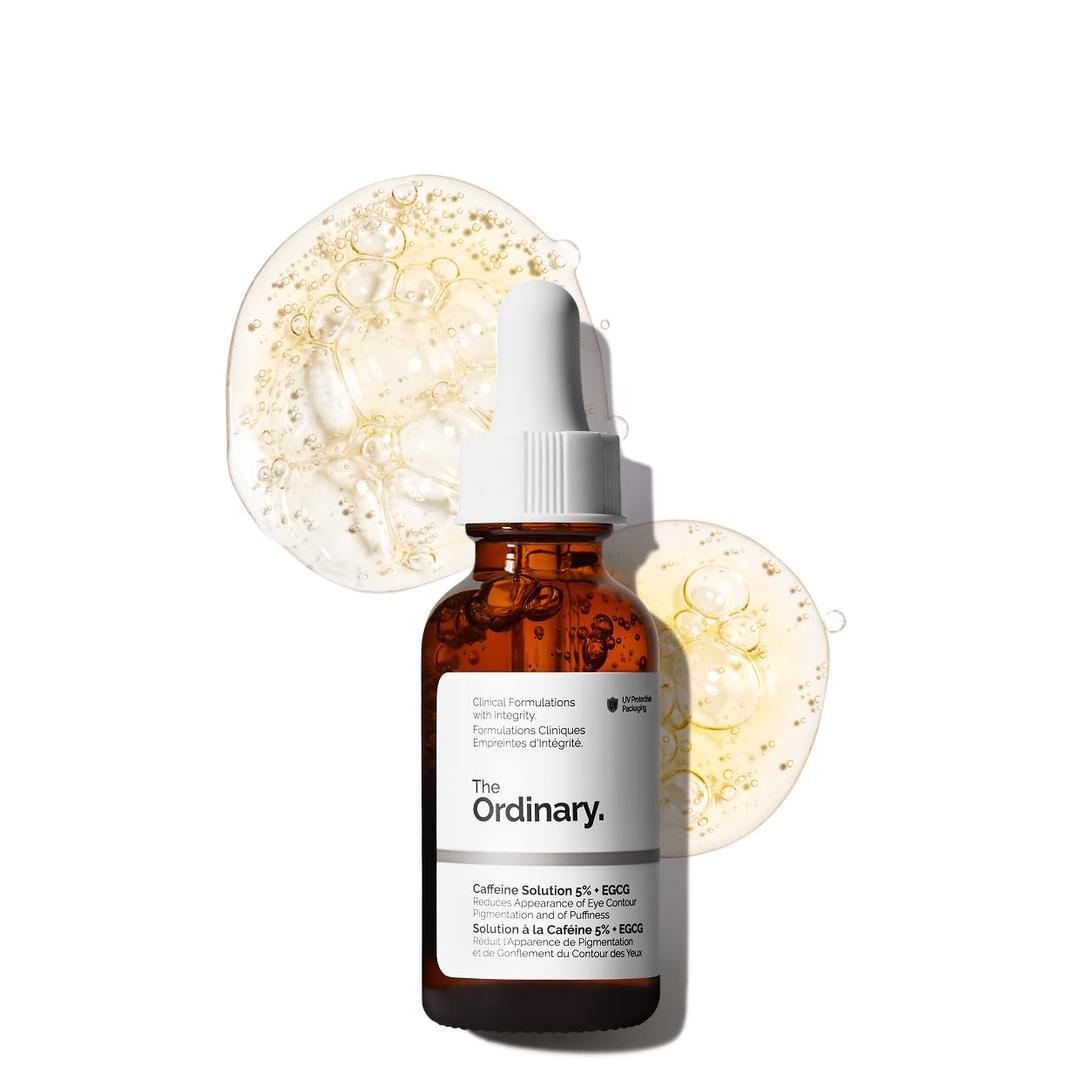 The Ordinary Caffeine Solution 5% + EGCG, Depuffing Eye Serum for Dark Circles and Tired Eyes (1 Fl Oz (Pack of 1))