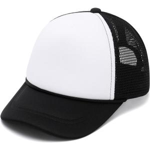 2 x Mesh Toddler Baseball Cap, Adjustable Strap Sun Hat for Kids 0-8T | Breathable mesh back, sponge padded brim, adjustable closure, sizes 0-8T for summer outdoor activities (Black)
