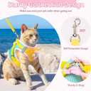 Cat Harness and Leash Set Escape Proof, Adjustable Cat Vest Harnesses Soft Kitten Harness Reflective Strips Jacket with Flower, Breathable Mesh Harnesses for Cats Puppy Easy to Wear Outdoor Walking, M