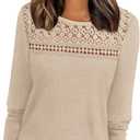 WIHOLL Blouses for Women Dressy Casual Lace Spring Long Sleeve Shirts 2026 Trendy Sweaters Waffle Knit Beach Vacation Clothes, Medium