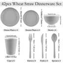 EI 42pcs Wheat Straw Dinnerware Set,Unbreakable Reuasble Plate,Plastic Plates and Bowls Sets,Lightweight Dinnerware for Camping,Picninc,Party-Black Bowls,Plates,Cups,Cutlery