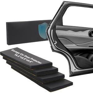 Garage Wall Protector, 4 Pack Garage Car Door Protector Bumper Guard for Car Doors Anti-Collision Waterproof Inflaming Ultra Self Adhesive EVA Foam for Warehouse (4 Pack: 16-17/32" x 5-29/32" x .79) (Black)