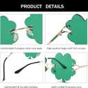 2 x St. Patricks Day Green Sunglasses Irish Shamrock Four Leaf Clover Lens Shades Costume Party Glasses(Four Leaf Green) (Green)