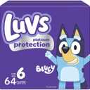 Luvs Diapers - Size 6, 64 Count, Bluey Platinum Protection Baby Diaper