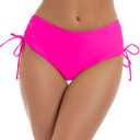 Bonneuitbebe Women's Bikini Bottoms Full Coverage Swim Bottoms Mid Waisted Swimsuit Bathing Suit Bottom (X-Large, Pink)