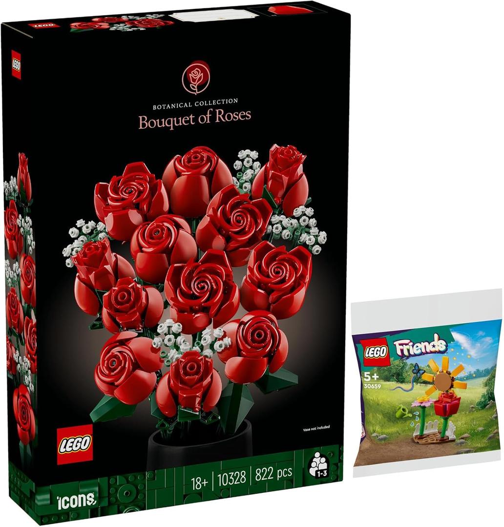 BRICKCOMPLETE Lego Flower Set: 10328 Rose Bouquet & 30659 Flower Garden