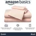 Amazon Basics 4 Piece Breathable 100% Cotton Jersey Knit Bed Sheet Set, Includes Flat and Fitted Sheets, Pillowcase, Queen, Blush