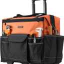 VEVOR 20" Rolling Tool Bag, 110 lbs Load Capacity, 27 Pockets Heavy Duty Roller Tool Bag on Wheels, Adjustable Telescoping Handle & Stable Base, Toolbag Organizers w/Wheels for Construction, Mechanic