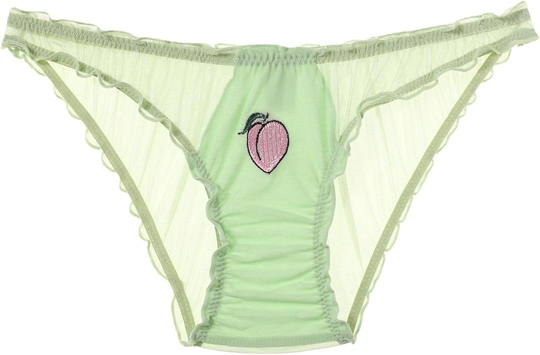JOINFUN Women's Sexy Cartoon Underwear Funny Letter Print Panties Naughty Thong Briefs (Medium, Green Peach)