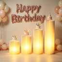 Jueraori Cylinder Stands for Party, 4 Pack Lighted Display Pedestal Stand
Foldable Cardboard Columns Tables, Cream White Cake Stands for Party Birthday Wedding Decorative