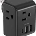 Multi Plug Outlet Extender, Power Strip Non Surge Protector Electric Outlet Splitter with 3 USB Wall Charger (1 USB C), Multiple Outlet Expander for Cruise, Dorm, Travel, Home, Black