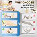 BlueWood Pikler Triangle Set 7in1 Foldable Baby Climbing Toys Wooden Montessori Climbing Set with Arch&Ramp&Ladder Baby Climber Indoor Jungle Gyms for Toddlers Montessori Toys- Rainbow