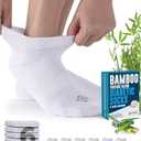 Doctor's Select Viscose Bamboo Ankle Diabetic Socks - 6 Pairs | Unisex Adult, White, Large