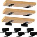 CONNOO Heavy Duty Floating Shelf Brackets, 6 Inch Hidden Metal L Brackets for Shelves Support, Rustic Industrial Farmhouse Shelf Brackets with Complete Mounting Hardware