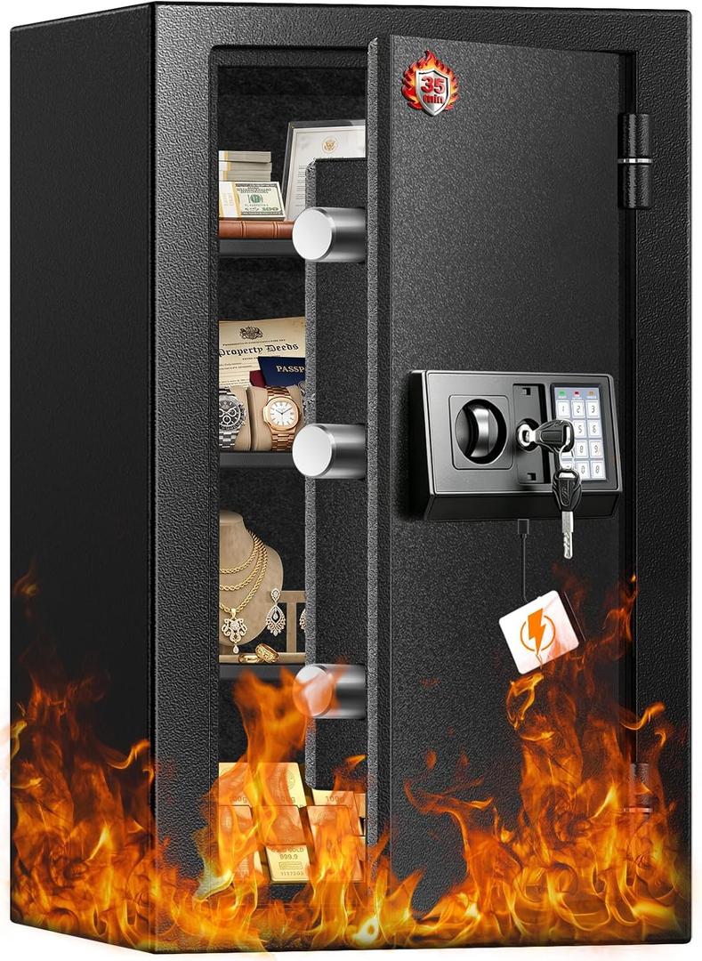 [] Fire Proof Safe for Home Documents, 4.5 Cuft Fireproof Safe for Home, Home Safes With Removable Shelf, Heavy Duty Safes with Anti-theft for Home, Office