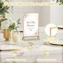 EHWINE 14 Pack 46 Clear Acrylic Sign Holder with Gold Borders and Vertical Stand, Double Sided Table Menu Holders Picture Frames for Wedding Table Numbers, Restaurant Signs, Photos and Art Display