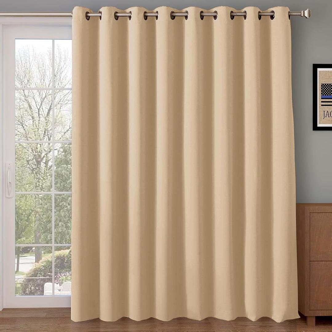 Rose Home Fashion Blackout Sliding Door Curtains, Room Darkening Thermal Insulated Curtains for Living Room Bedroom, Sliding Glass Door Drapes, 1 Panel, W100 x L108, Biscotti Beige