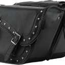 GARGOYLE BELLS Motorcycle Saddle Bags Genuine Leather Motorcycle Luggage Bag For Softails Sportsters and Choppers (With Studs, Black, 13”x13“x10”)