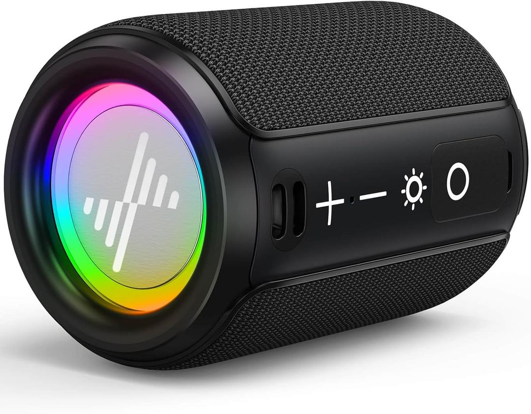 LENRUE Portable Bluetooth Speakers, Wireless Speakers with TWS, IPX5 Waterproof, Colorful Lights, Support Type C and TF Card, Portable for Shower, Travel, Party