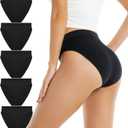Women's Cotton Underwear Hi Cut Panties for Women Solid Briefs Soft Stretchy Ladies Underpants (5-pack) (Large)