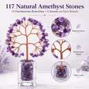 Amethyst Crystal Tree of Life, Purple Crystal Money Tree Desk Decor, Handmade Copper Wire Bonsai with Clear Acrylic Base, Natural Amethyst Decor for Home Office Shelf