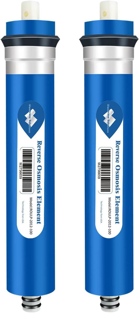 Membrane Solutions 100 GPD RO Membrane, Reverse Osmosis Membrane, RO Membrane Replacement, Reverse Osmosis Filter Replacement for Under Sink Home Drinking RO Water Purifier System (2 Pack)