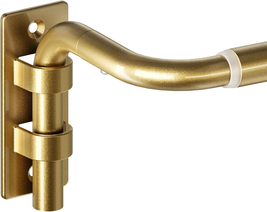 ENJOYBASICS Blackout Curtain rod for windows 48 to 84, Wrap Around Curtain Rods for Bedroom, Living Room, Adjustable from 30 to 86 Inches, Gold